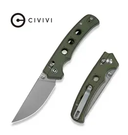 Civivi CIVIVI Noctis Thumb Stud & Crossbar Lock Knife Olive Canvas Micarta Handle (2.98" Stonewashed Nitro-V Blade) C24020C-3