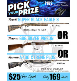 DRAW #1832 (86-169) - Pick Your Prize - Benelli, Beretta Silver Pigeon OR Beretta A400!