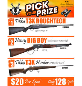 DRAW #1834 (1-64) - Pick Your Prize - Tikka Roughtech, Henry OR Tikka Hunter!