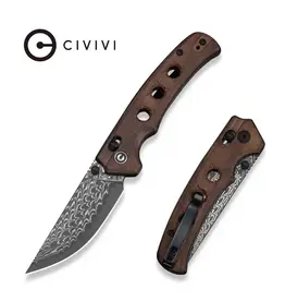 Civivi CIVIVI Noctis Thumb Stud & Crossbar Lock Knife Guibourtia Wood Handle (2.98" Damascus Blade) C24020C-DS1