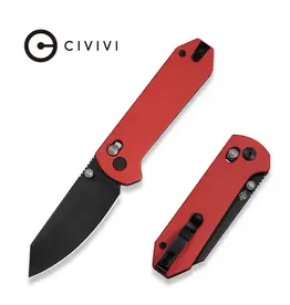 Civivi CIVIVI Yonder Thumb Stud & Crossbar Lock Knife Red G10 Handle (2.88" Black Stonewashed 14C28N Blade) C23073-2