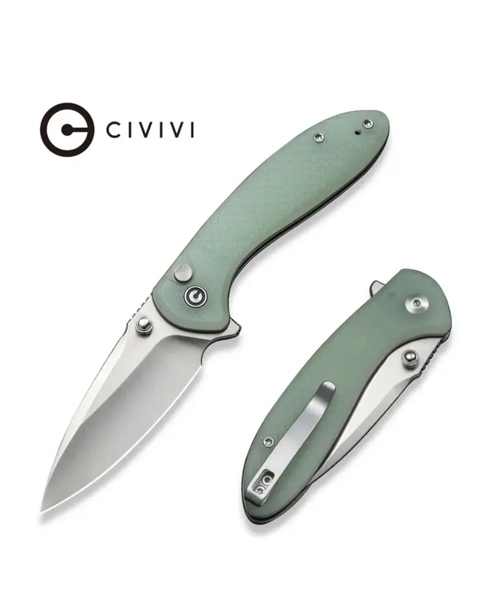 Civivi CIVIVI Faeger Flipper & Thumb Stud & Button Lock Knife Milled Natural G10 Handle (2.98" Satin Finished 14C28N Blade) C24031-3