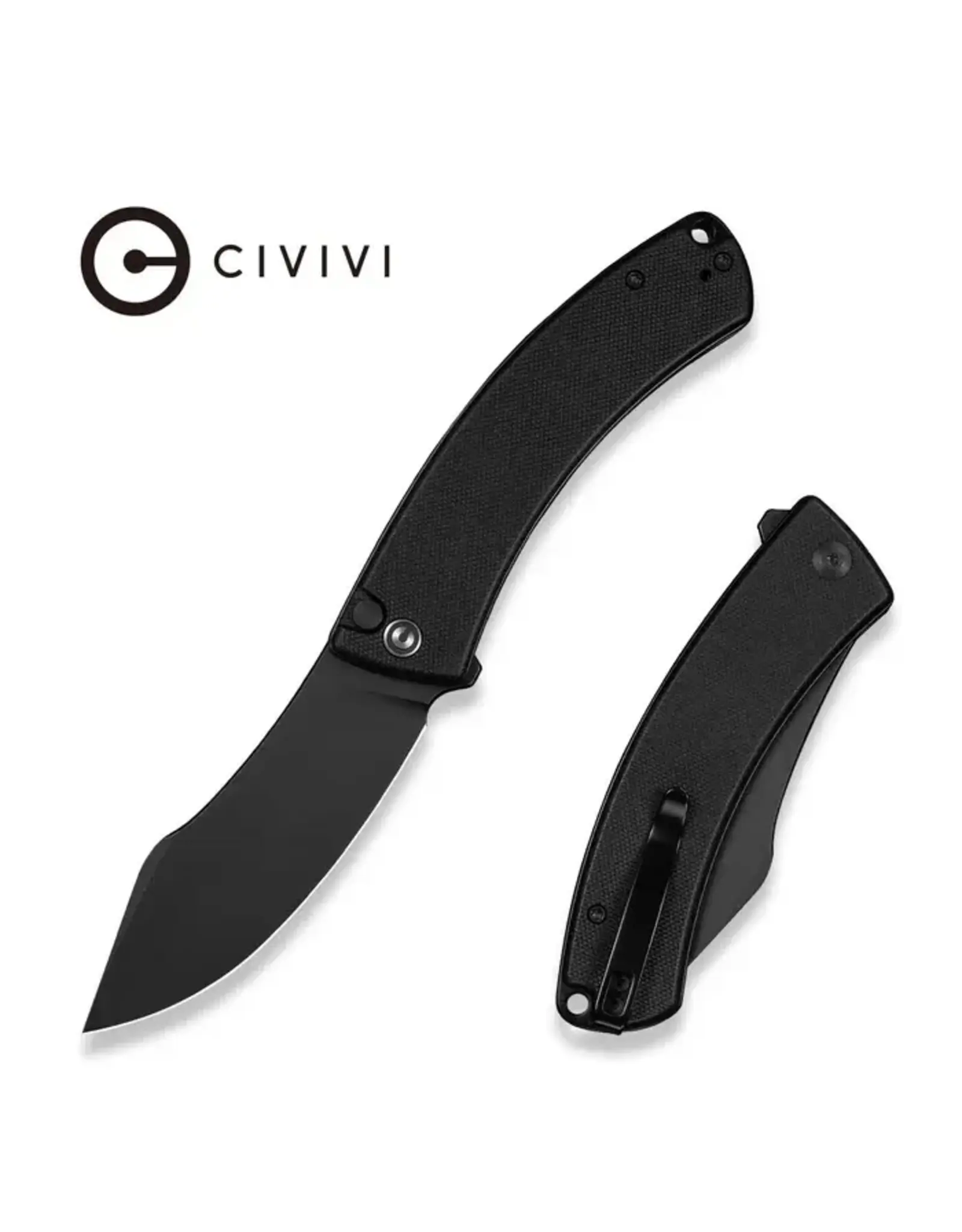 Civivi CIVIVI Outlaw Muk Flipper & Button Lock Knife Black G10 Handle (3.47" Black Stonewashed 14C28N Blade) C24079-1