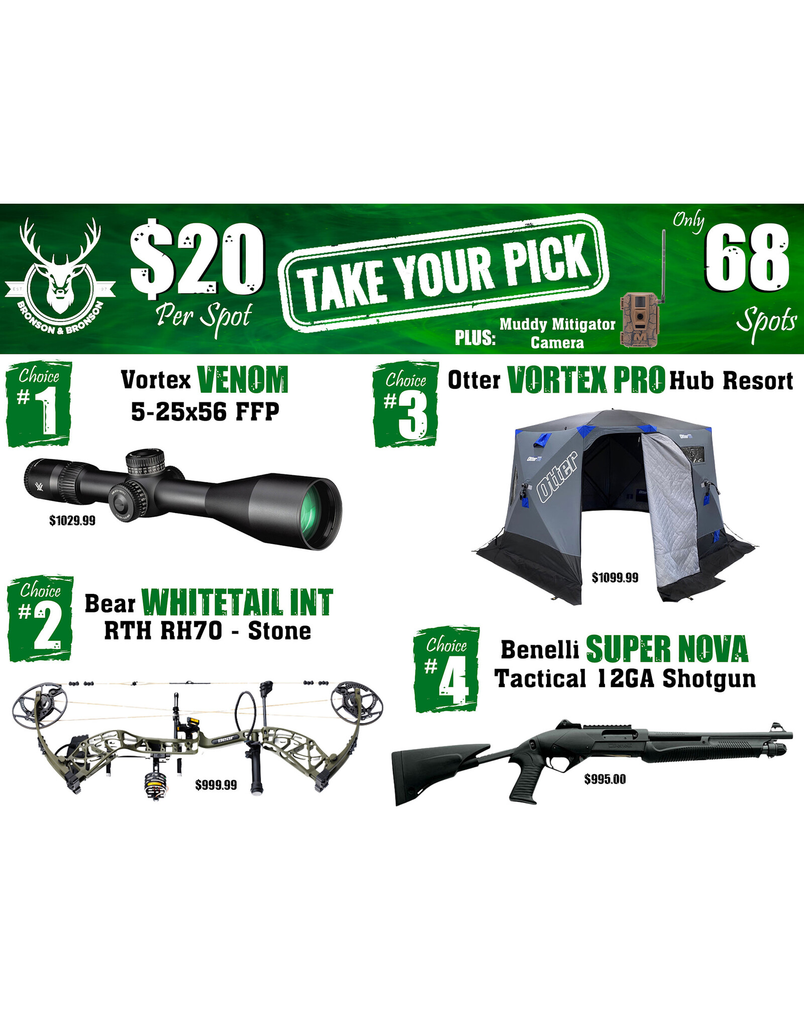 DRAW #1835 - Take Your Pick - Vortex, Bear, Otter OR Benelli!