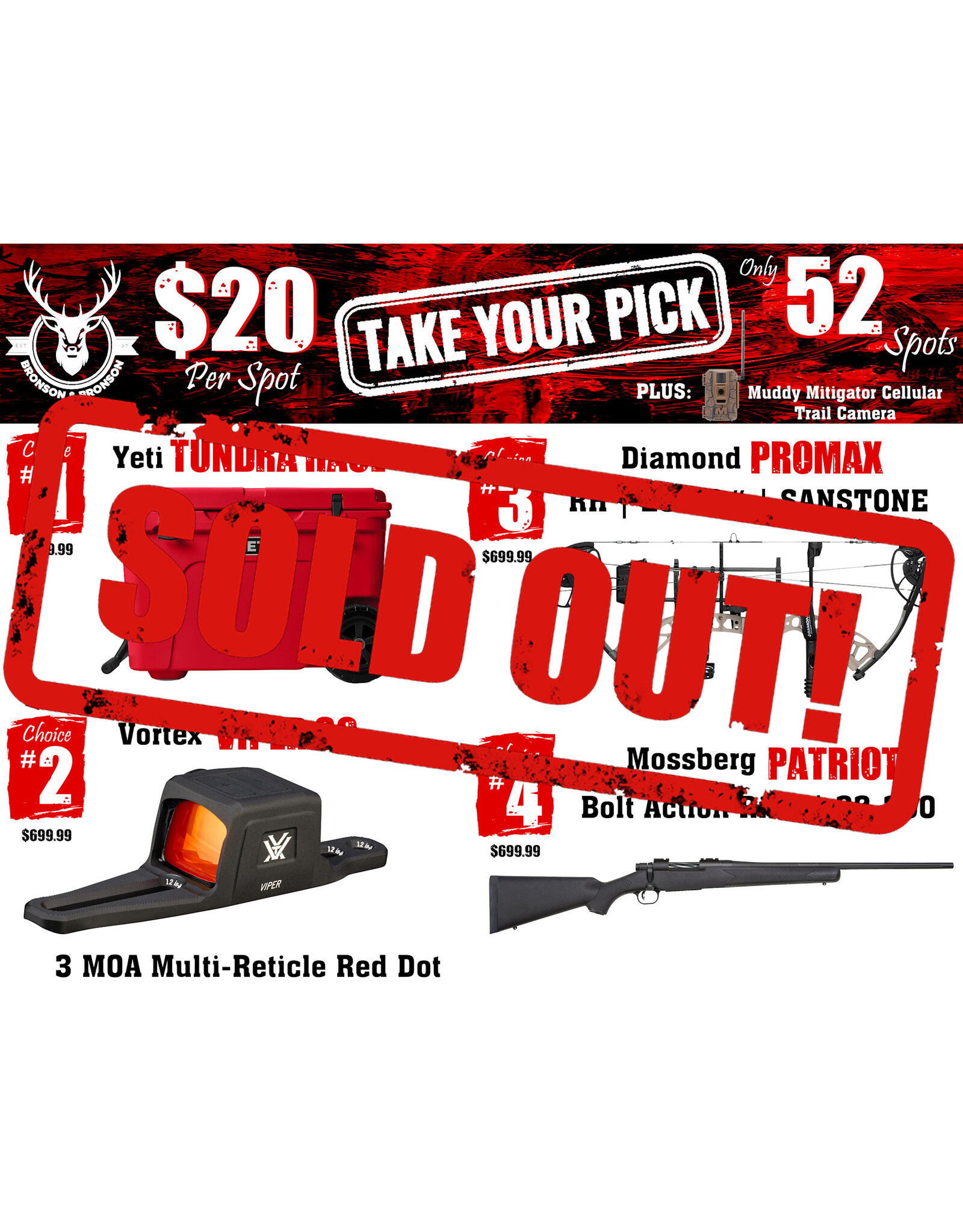 DRAW #1831 - Take Your Pick - Yeti, Vortex, Diamond OR Mossberg!