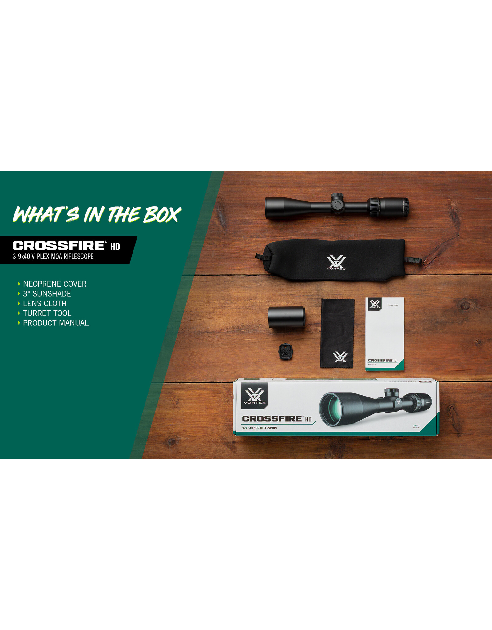 Vortex Vortex Crossfire® HD 3-9x40 V-Plex (MOA) Reticle | 1" Tube CFR-3902