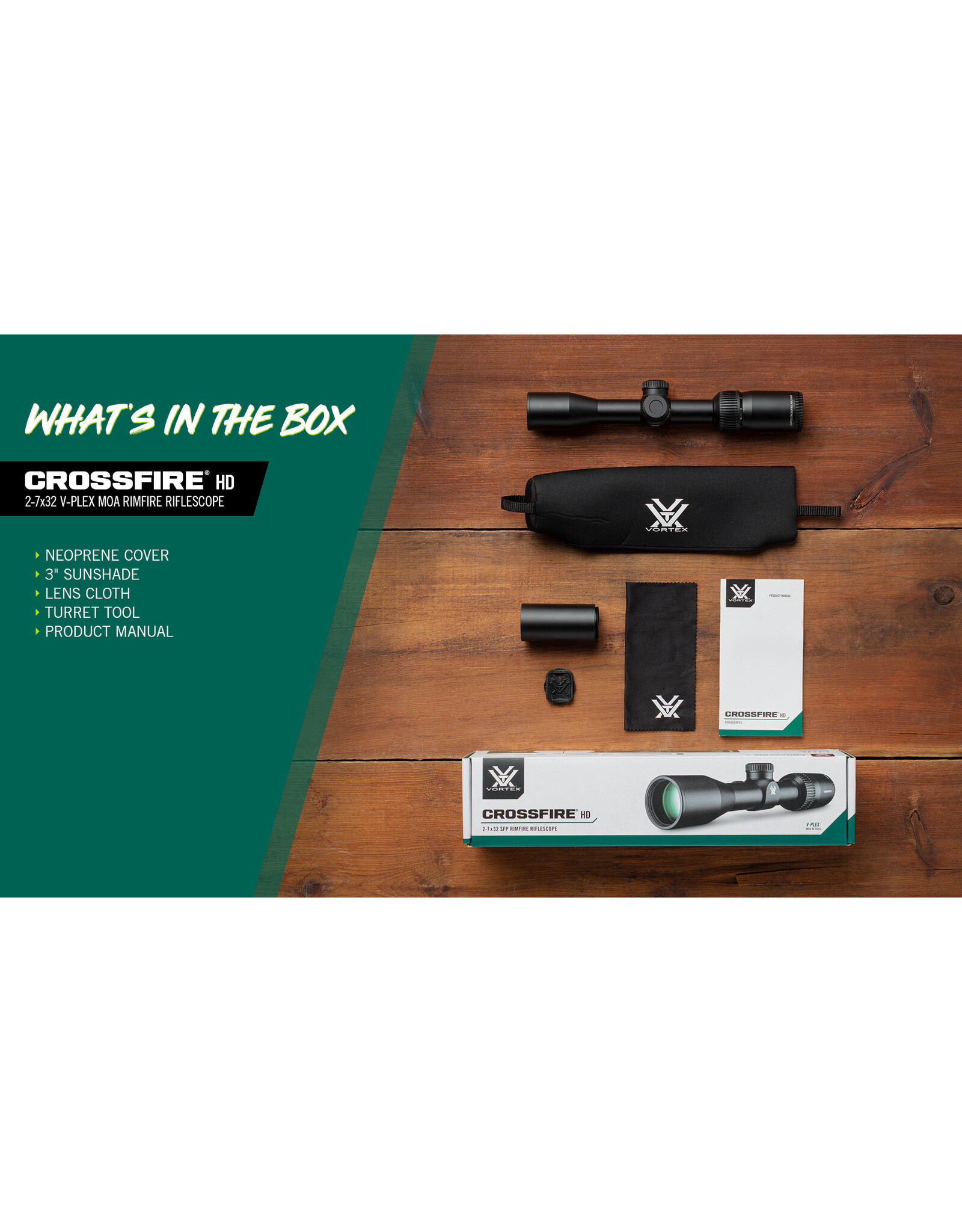 Vortex Vortex Crossfire® HD 2-7x32 V-Plex (MOA) Reticle | 1" Tube Rimfire CFR-2702R