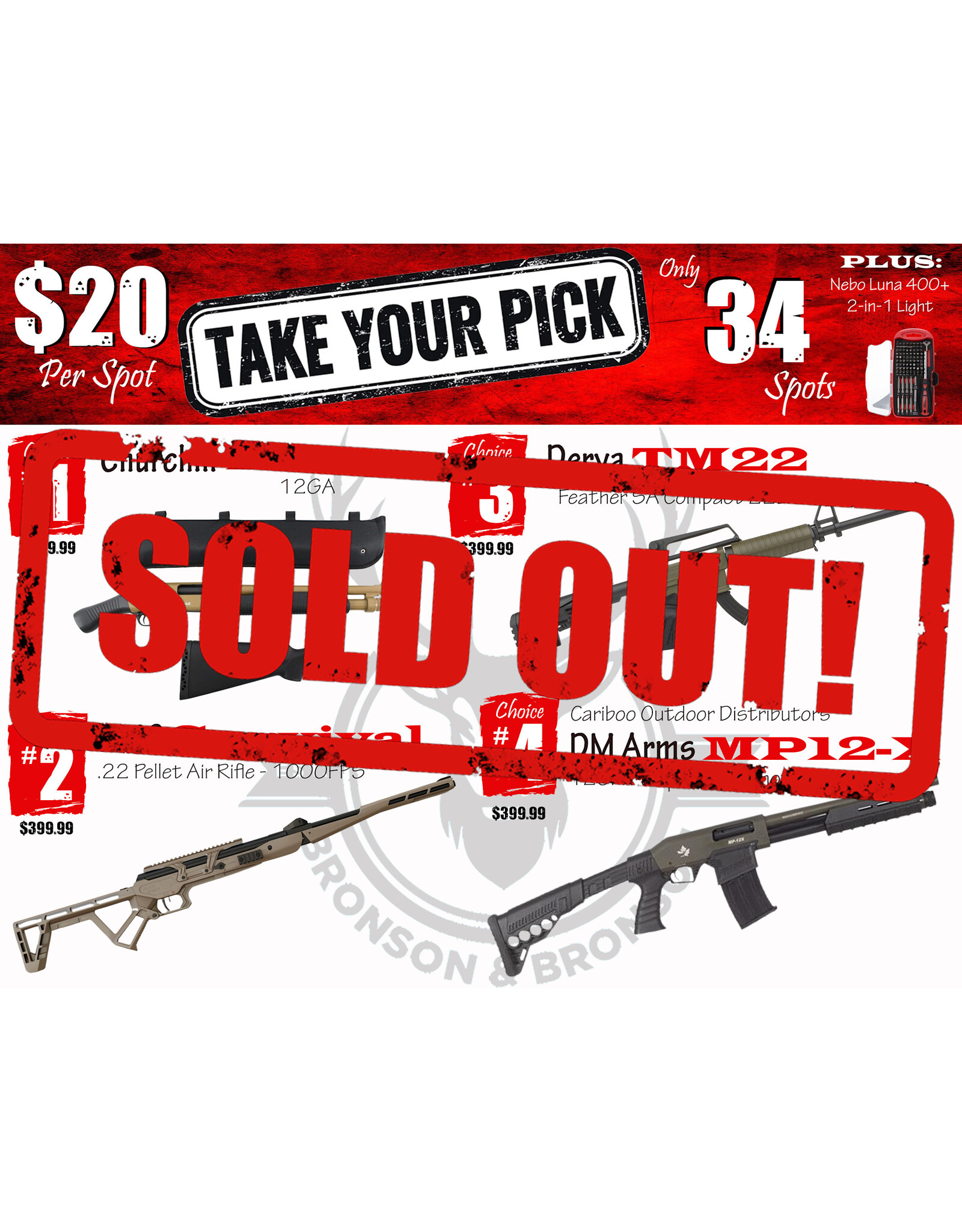 DRAW #1836 - Take Your Pick - Churchill, BM8, Derya OR Cariboo!