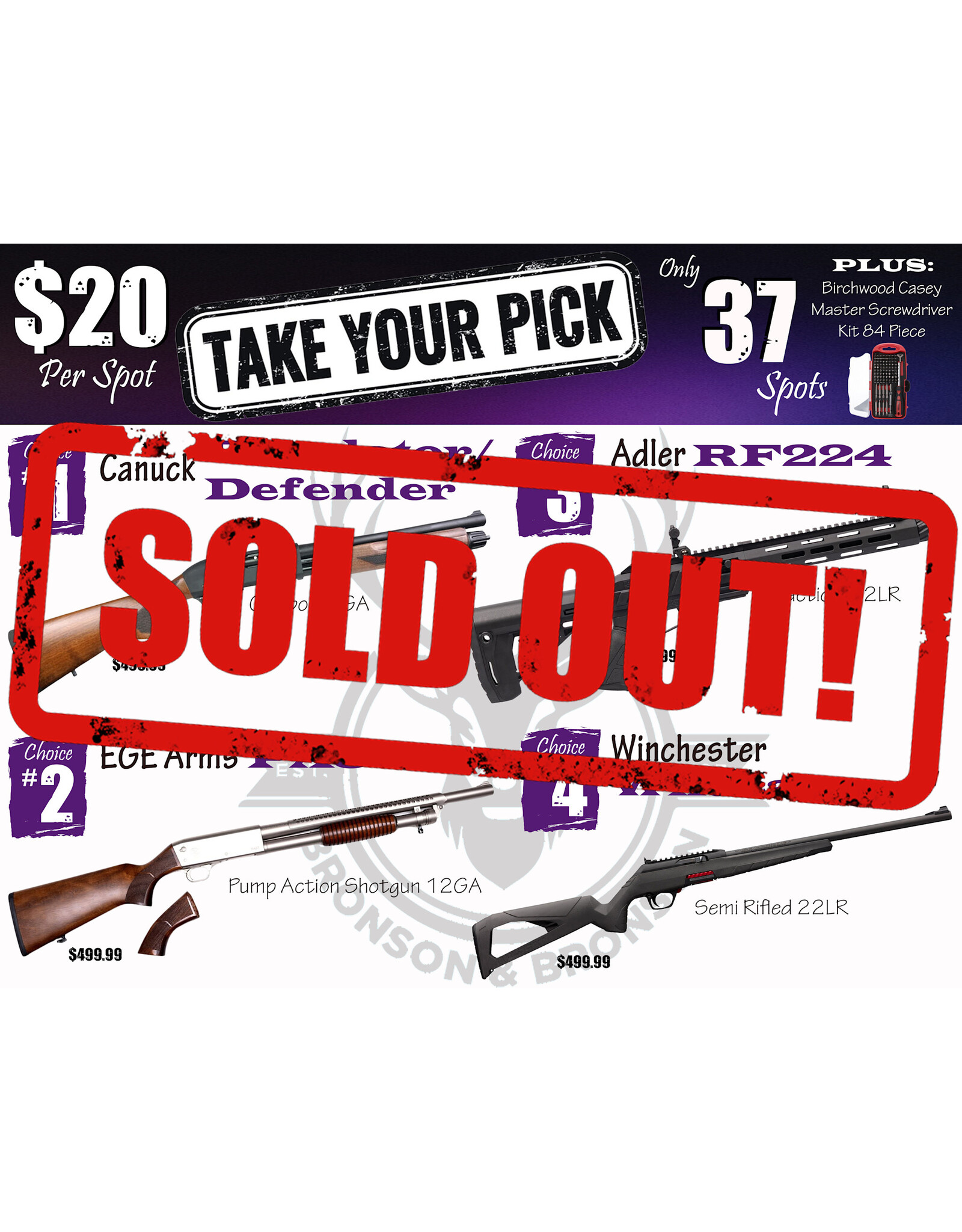 DRAW #1838 - Take Your Pick - Canuck, EGE Arms, Adler OR Winchester!