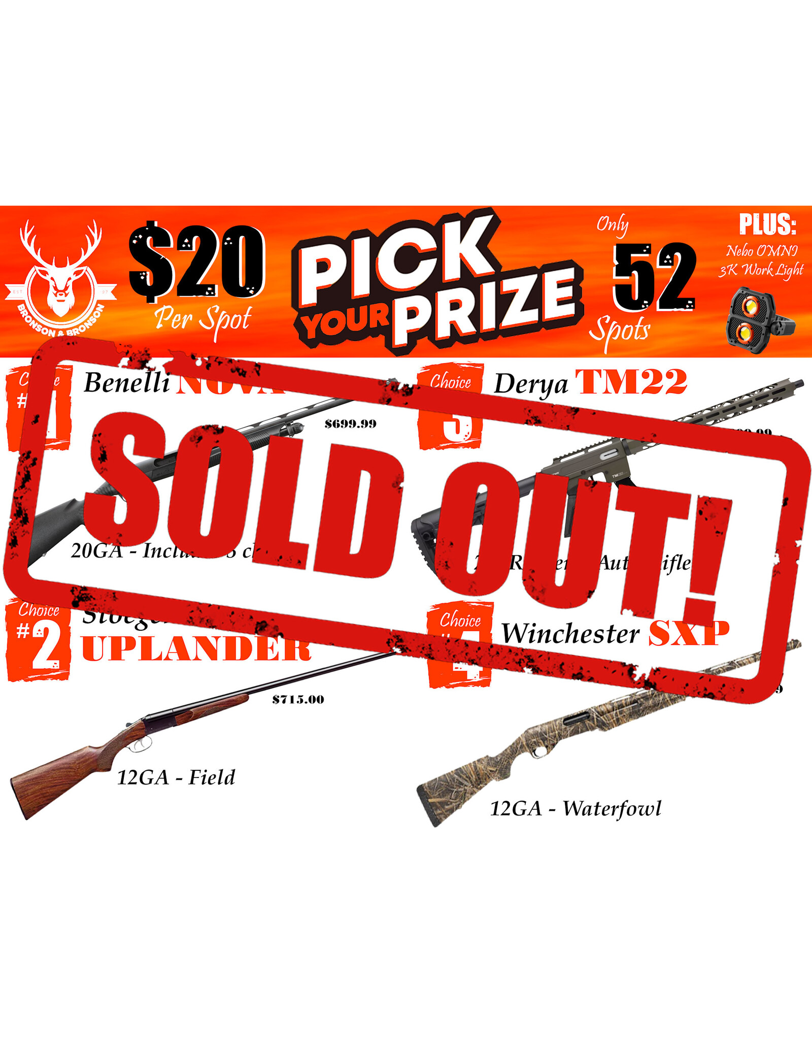 DRAW #1839 - Pick Your Prize - Benelli, Stoeger, Derya OR Winchester!