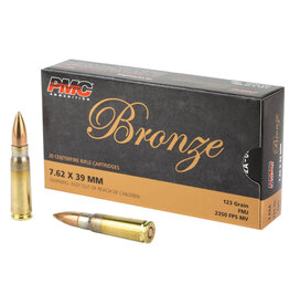PMC PMC Bronze 7.62x39mm Rifle Ammo, 123Gr FMJ – 20Rds