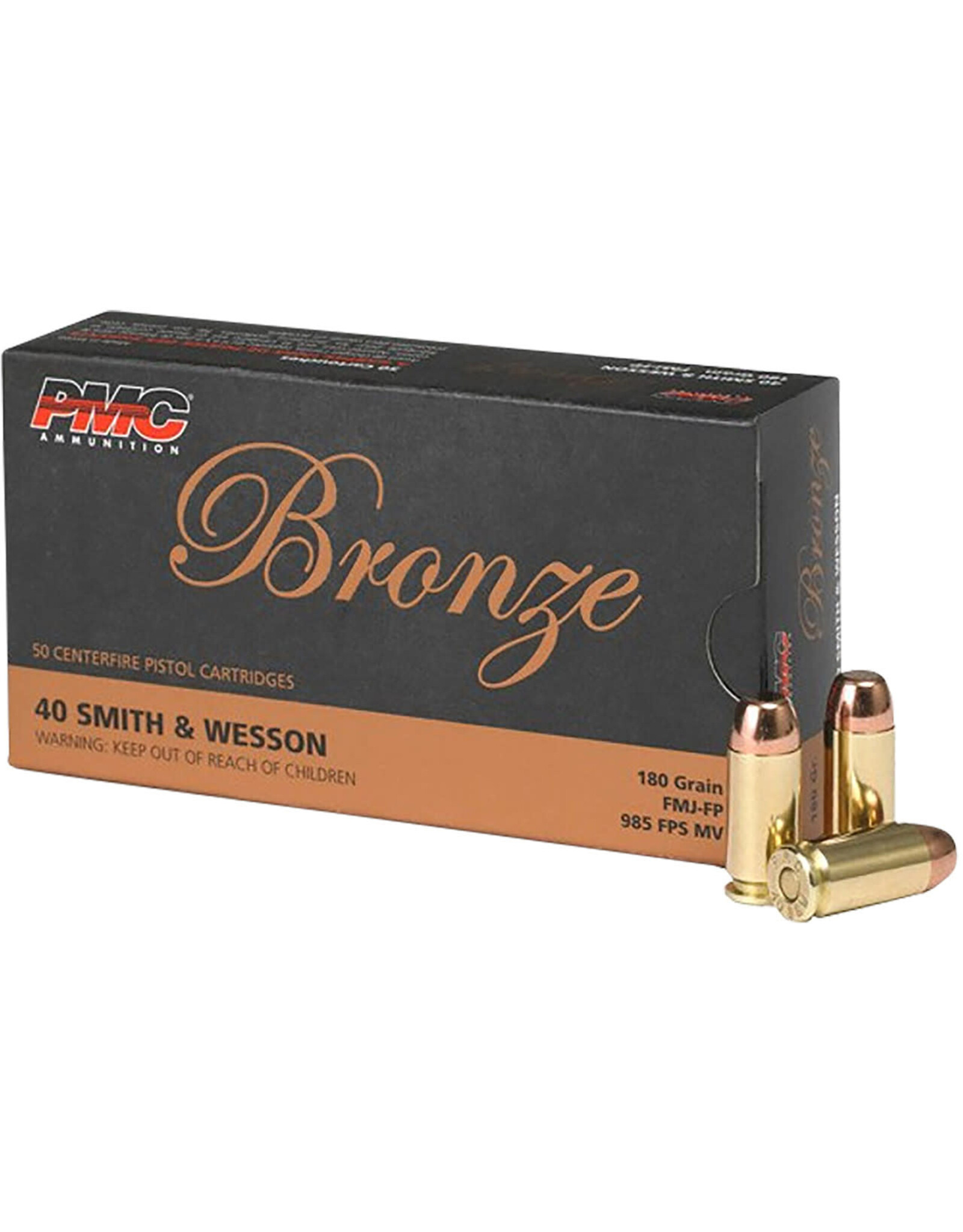 PMC PMC Bronze - .40 S&W, 180gr, FMJ-FP, Box of 50 (PMC40E)