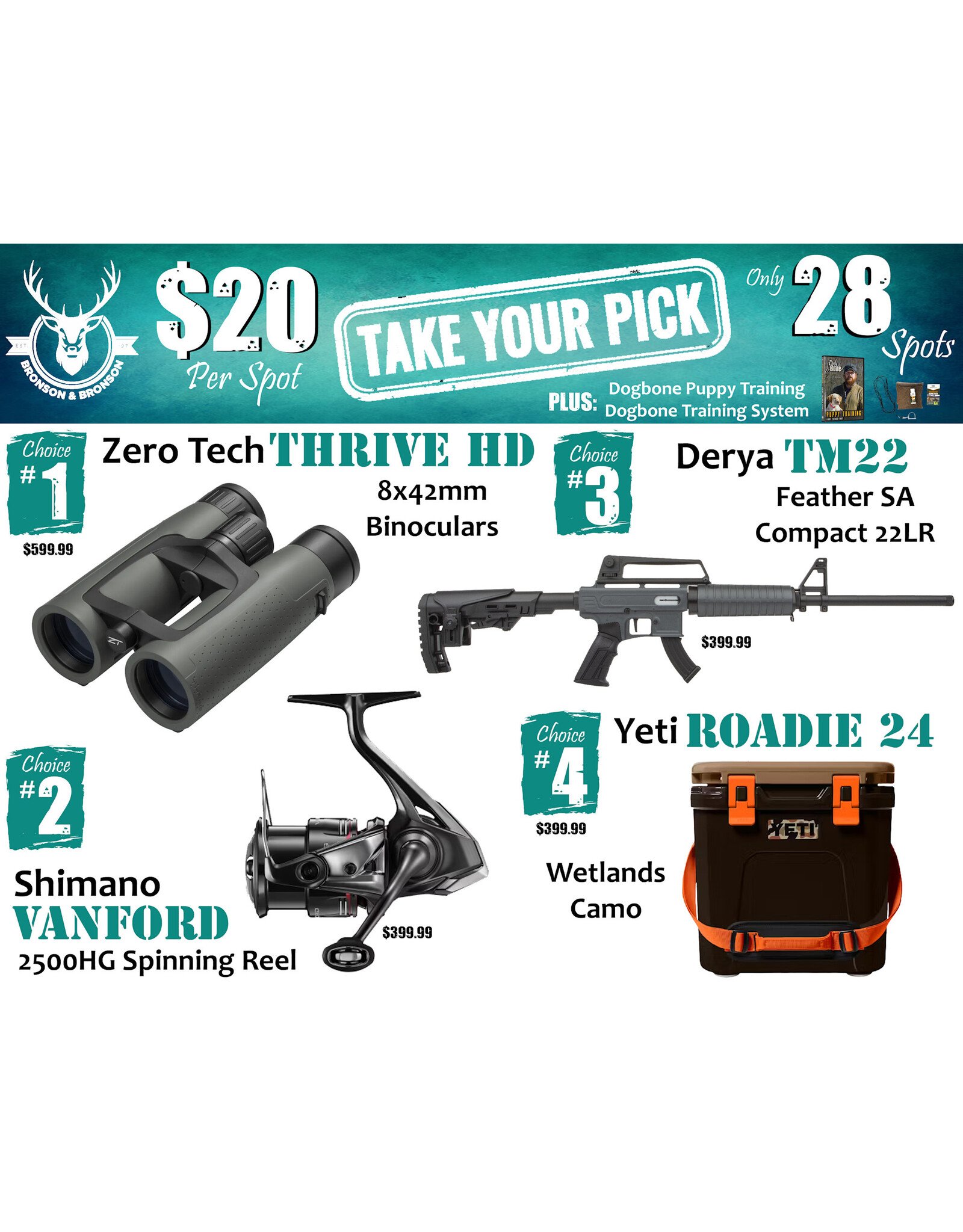 DRAW #1845 - Take Your Pick - Zero Tech, Shimano, Derya OR Yeti!