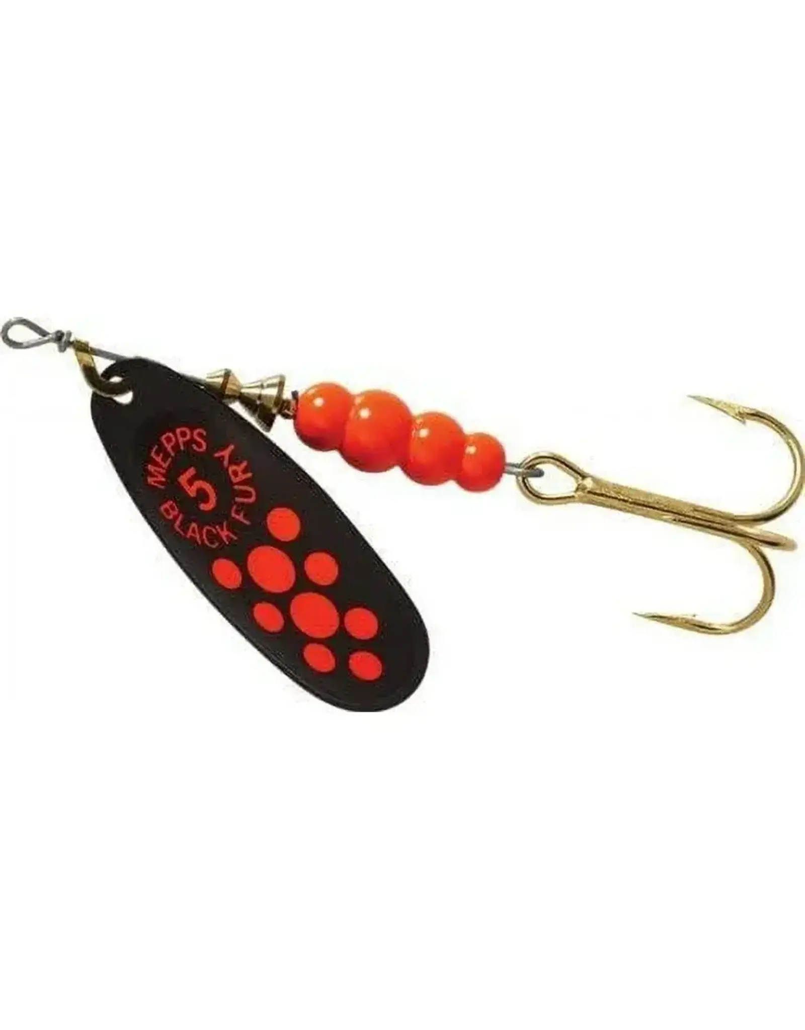 Mepps Mepps Black Fury Plain Treble Spinner Fluoro Red Dot Size 5, 1/2 Oz BF5 FL