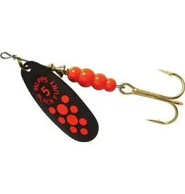 Mepps Mepps Black Fury Plain Treble Spinner Fluoro Red Dot Size 5, 1/2 Oz BF5 FL