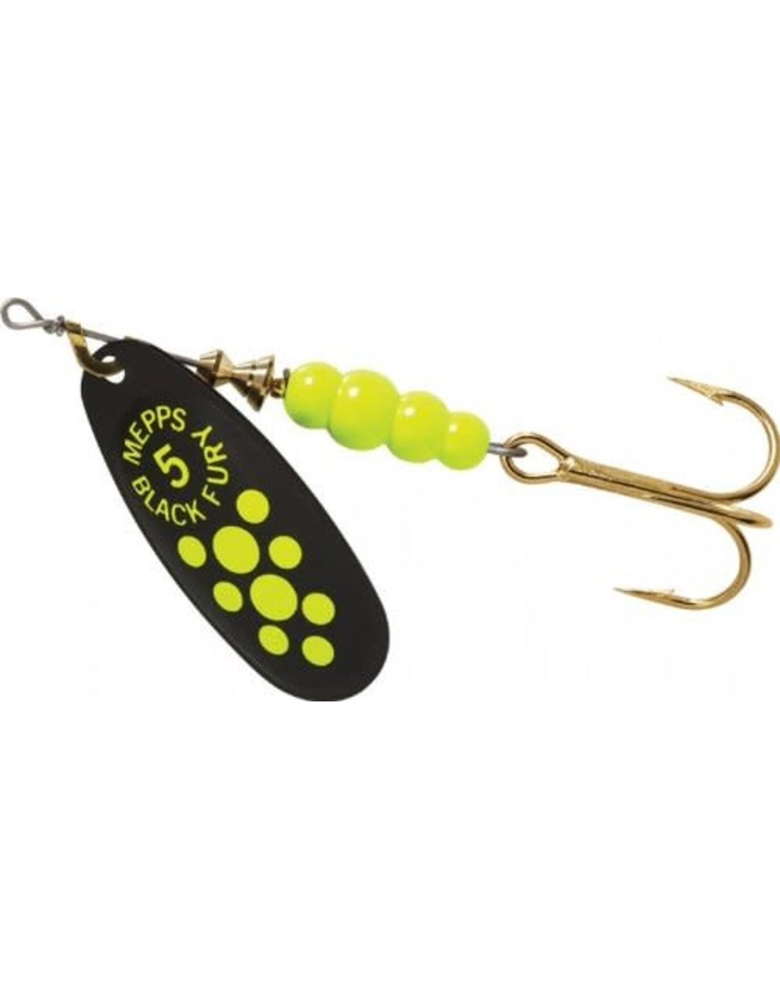 Mepps Mepps Black Fury Plain Treble Spinner Chart Dot Size 5, 1/2 Oz BF5 CH