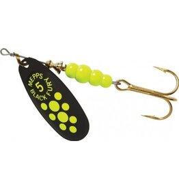 Mepps Mepps Black Fury Plain Treble Spinner Chart Dot Size 5, 1/2 Oz BF5 CH