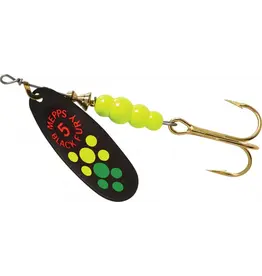 Mepps Mepps Black Fury Plain Treble Spinner Hot Fire Tiger Dot Size 5, 1/2 Oz BF5 HFT
