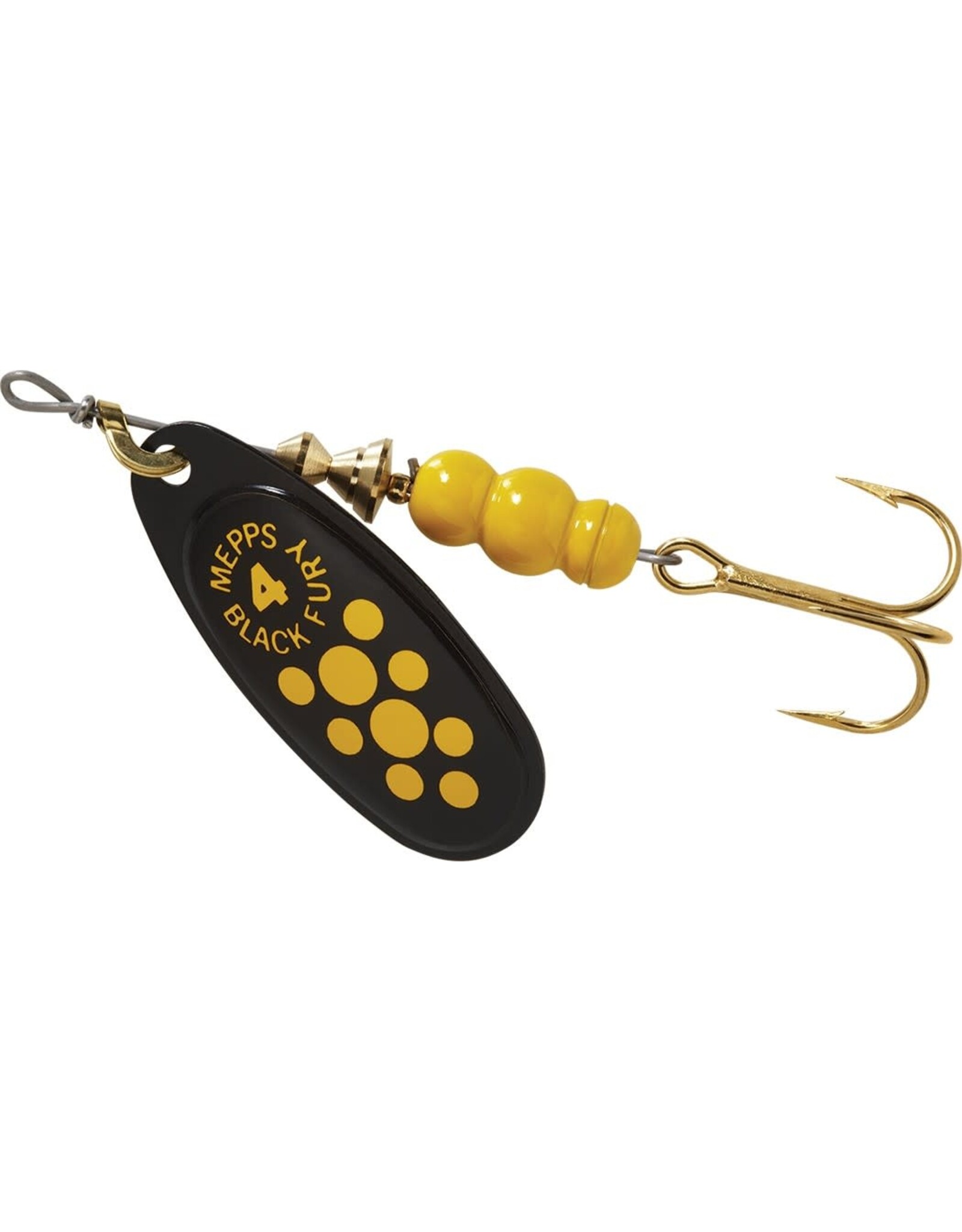 Mepps Mepps Black Fury Plain Treble Spinner Yellow Dot Size 4, 1/3 Oz BF4 Y