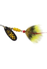 Mepps Mepps Black Fury In-Line Spinner Size 4, 1/3 oz, Dressed Treble, Yellow Dot