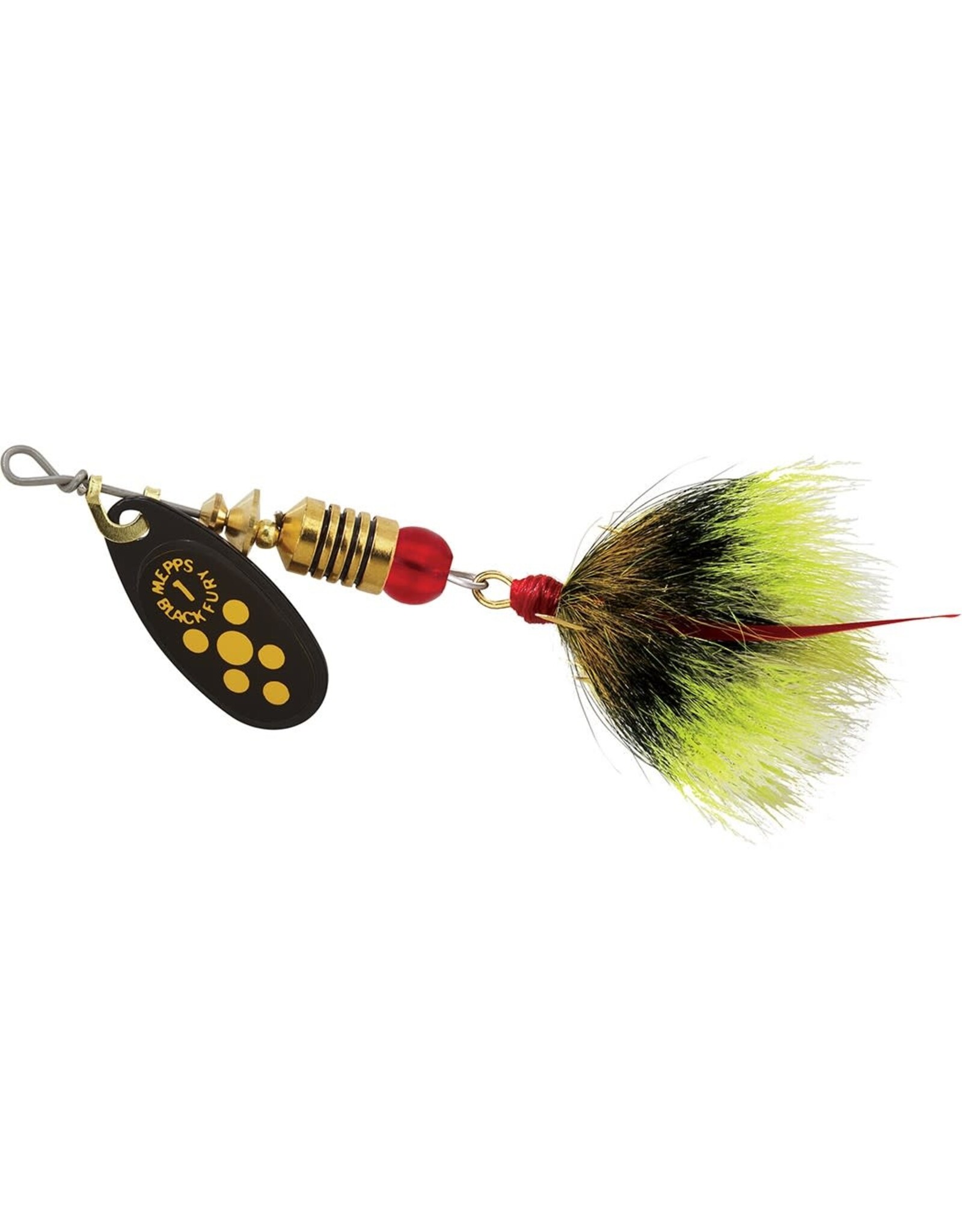 Mepps Mepps Black Fury Dressed Treble Size 1 Yellow Dot 1/8 oz