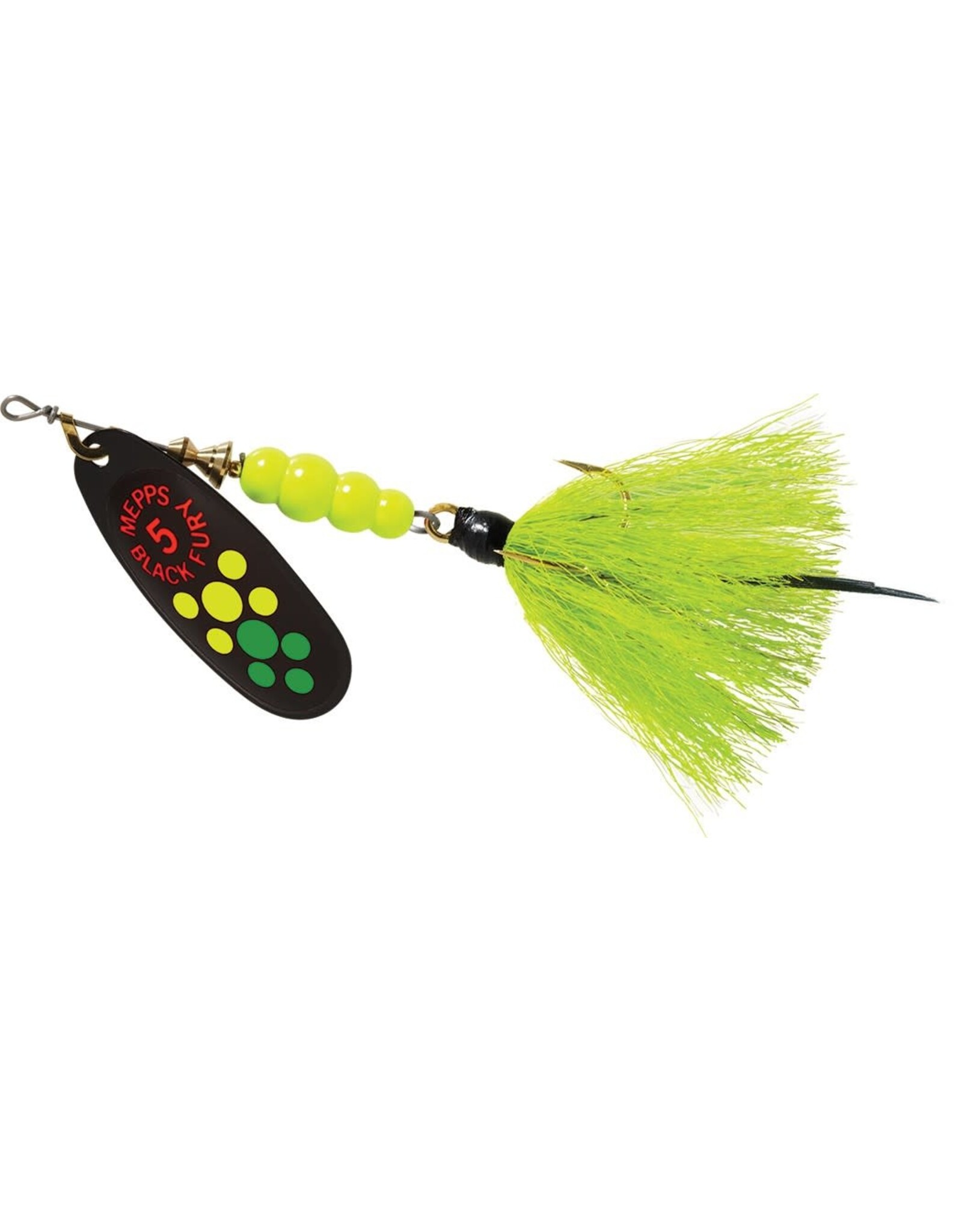 Mepps Mepps 5 Black Fury Hot Fire Tiger In-Line Spinner, 1/2 oz, Dressed Treble