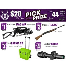 DRAW #1847 - Pick Your Prize - Excalibur, Yeti, Stoeger OR Vortex!