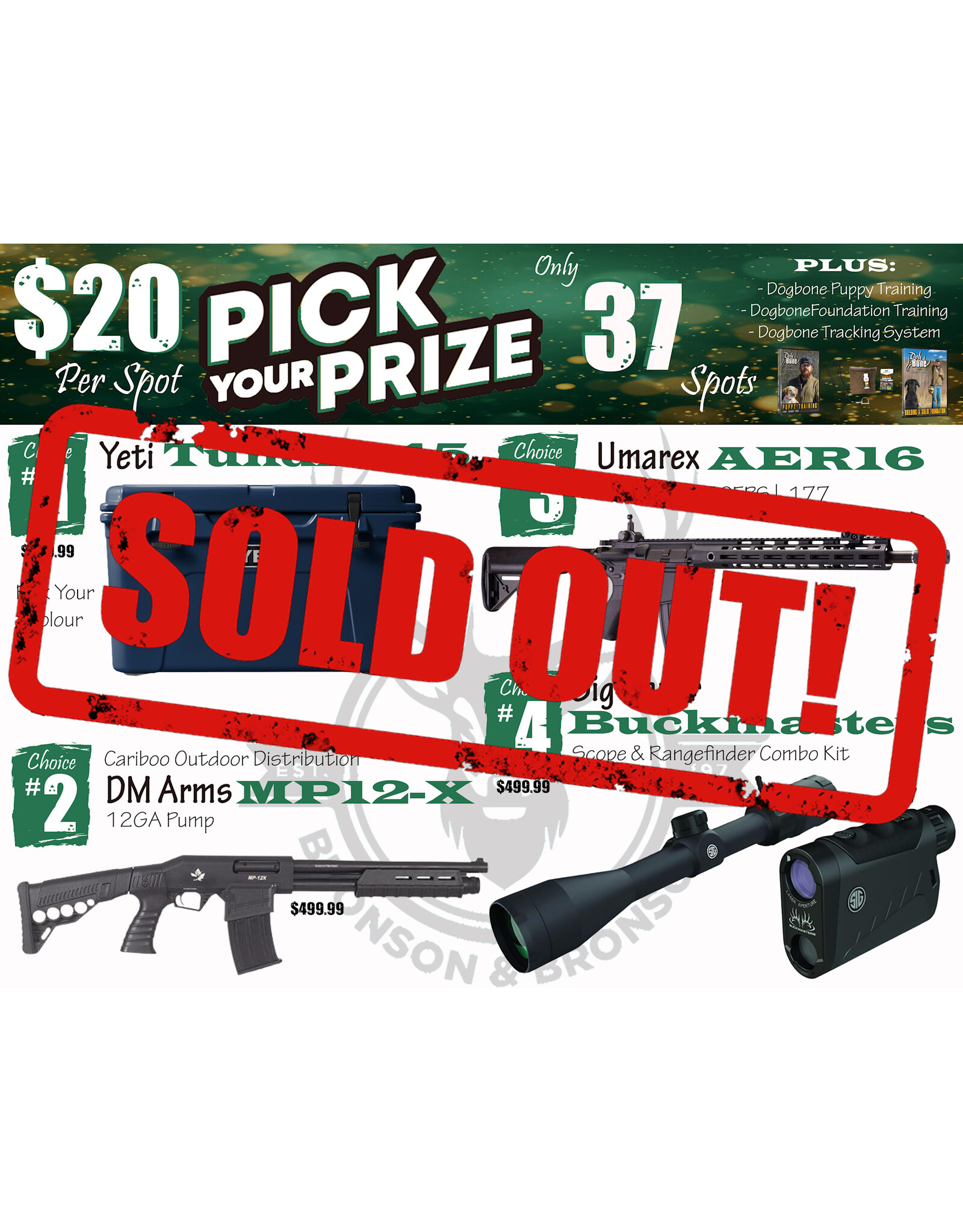 DRAW #1843 - Pick Your Prize - Yeti, Cariboo, Umarex OR Sig Sauer!