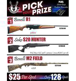 DRAW #1848 (1-64) - Pick Your Prize - Benelli R1, Sako OR Benelli M2!