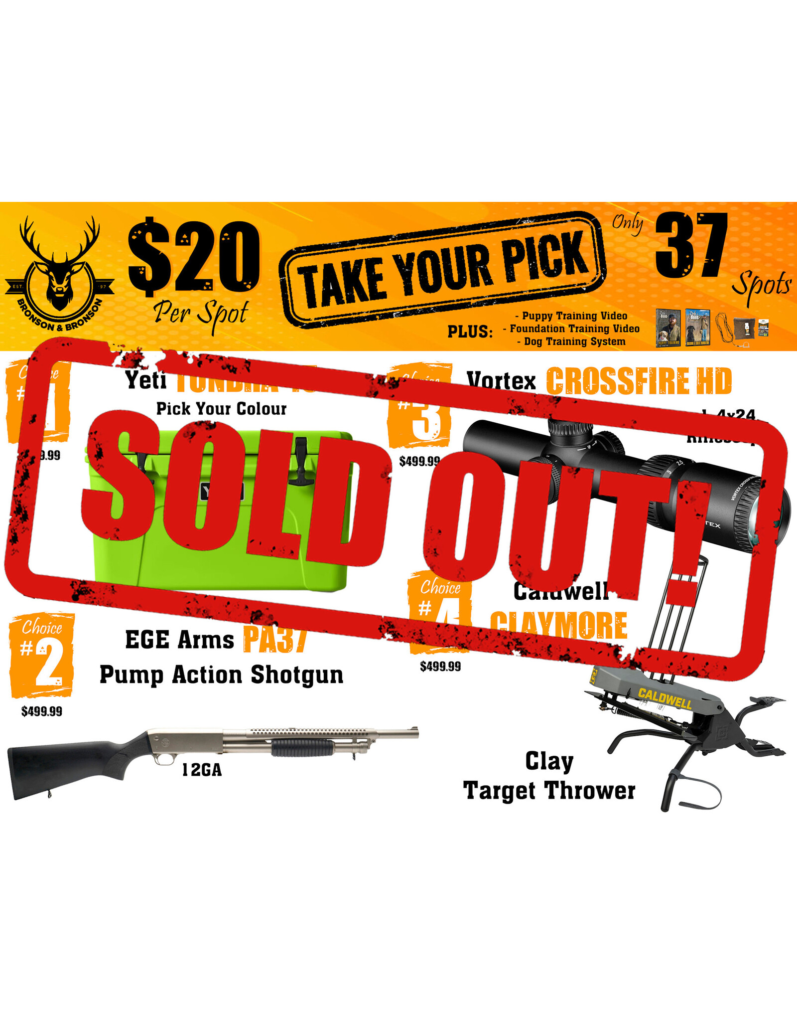 DRAW #1846 - Take Your Pick - Yeti, EGE Arms, Vortex OR Caldwell!