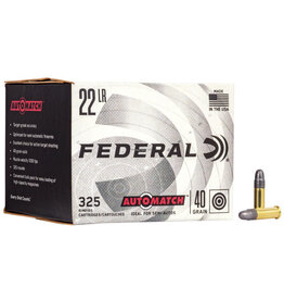 Federal Federal AM22 Champion Rimfire Rifle Ammo 22 LR, Solid, 40 Grains, 1200 fps, 325 Rounds, Boxed