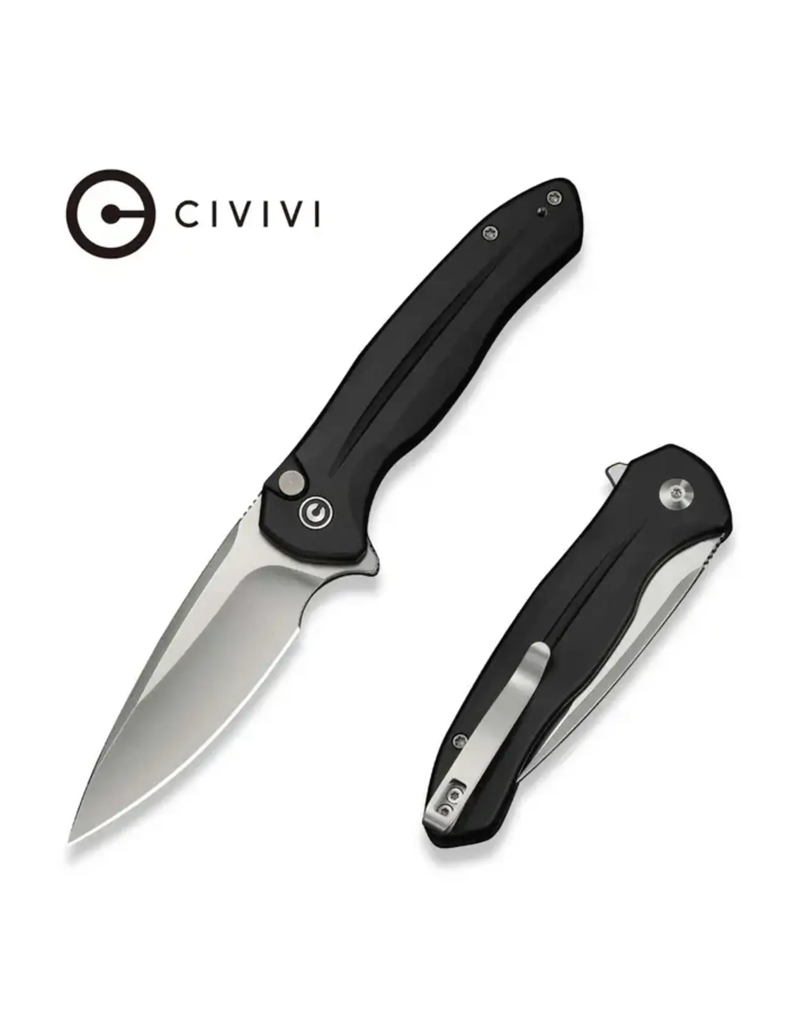 Civivi CIVIVI Button Lock Kitefin Flipper Knife Aluminum Handle (3.22" 14C28N Blade) C24091-1