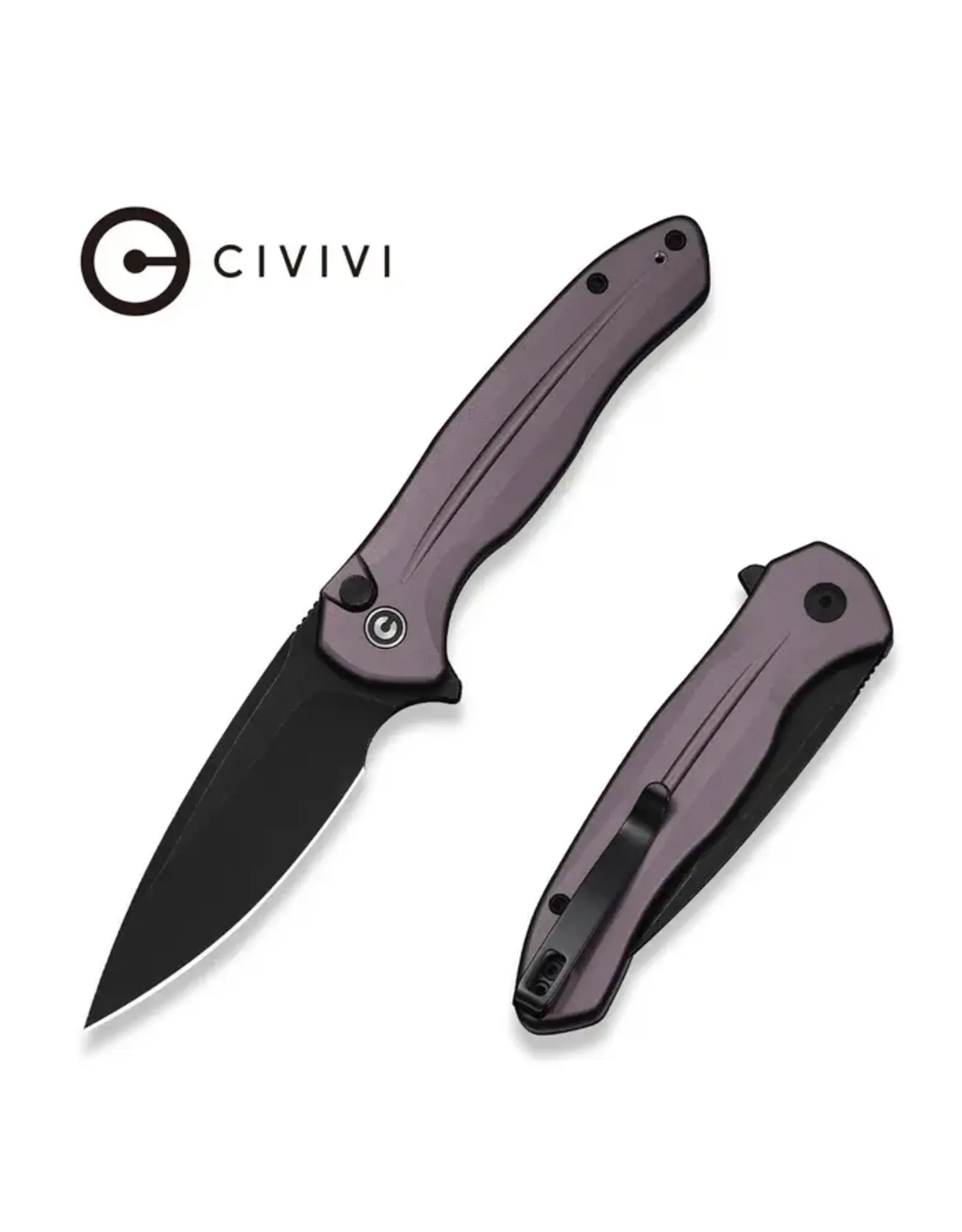 Civivi CIVIVI Button Lock Kitefin Flipper Knife Aluminum Handle (3.22" 14C28N Blade) C24091-3
