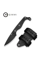 Civivi CIVIVI SŌKN Fixed Blade Knife Black G10 Handle (2.82" Black Stonewashed Nitro-V Blade) C22027-3, With 1PC Black Kydex Sheath & 2PCS Black Straps