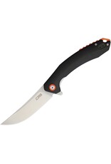 CJRB CJRB Cutlery Gobi Flipper Knife 3.39" Stonewashed Trailing Point Blade, Black G10 Handles w/ Orange Backspacer, Liner Lock - J1906-BKC