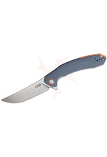 CJRB CJRB Cutlery Gobi Flipper Knife 3.39" Stonewashed Trailing Point Blade, Gray G10 Handles w/ Orange Backspacer, Liner Lock - J1906-GYC