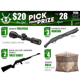 DRAW #1853 - Pick Your Prize - Burris, Rock Island Armory, Charles Daly OR Rhino!