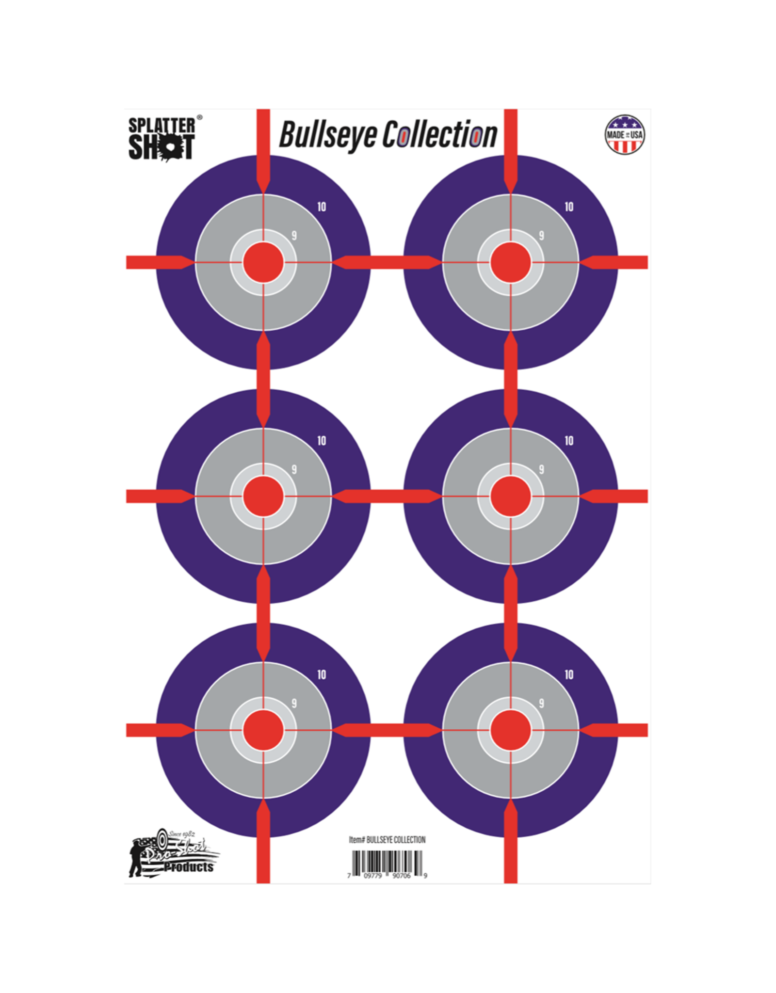 pro-shot Pro-Shot Bullseye Collection Targets SplatterShot Multi-Bullseye Heavy Tag Paper, 12"x18" : 8-Pk