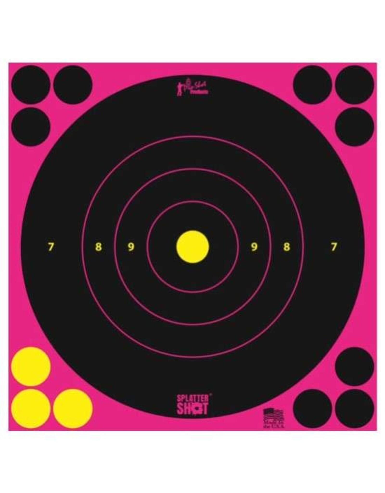 pro-shot Pro-Shot 8B-PINK-6PK SplatterShot Self-Adhesive Paper 8" Bullseye Pink Target Paper w/Black Target 6 Per Pack