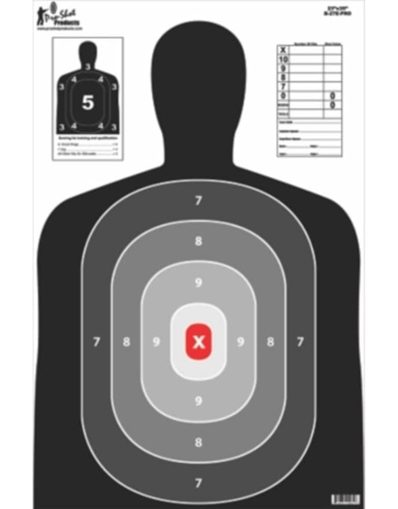 pro-shot Pro-Shot 23"x35" B27 Silhouette with Red Center 5 Pack