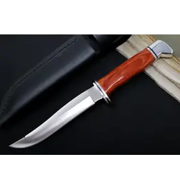 Buck Knives Buck 0105CCS1 Heritage Pathfinder Fixed Blade Knife 5" 420HC Satin Clip Point Blade, Cocobolo Wood Handle with Nickel Silver Pommel/Guard, Leather Sheath - 14189