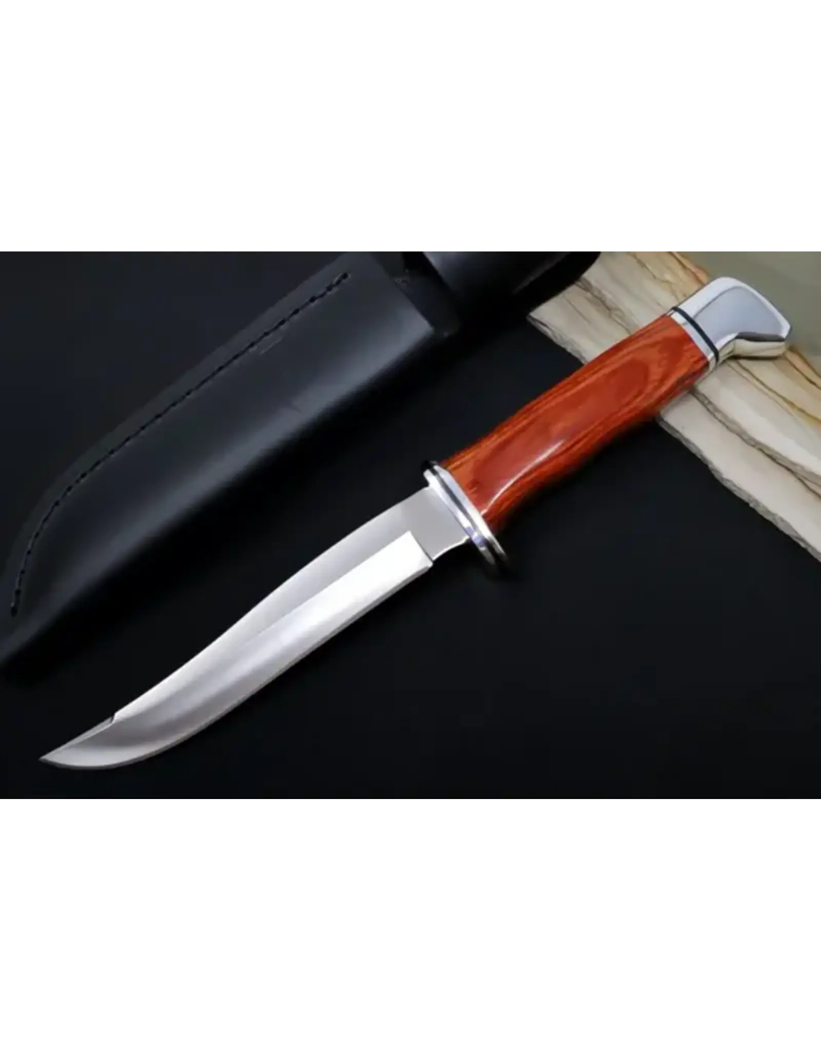 Buck Knives Buck 0105CCS1 Heritage Pathfinder Fixed Blade Knife 5" 420HC Satin Clip Point Blade, Cocobolo Wood Handle with Nickel Silver Pommel/Guard, Leather Sheath - 14189