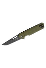 Buck Knives Buck 239 Infusion Flipper Knife 3.25" Black Stonewashed Modified Tanto Blade, OD Green G10 Handles, Liner Lock - 13541