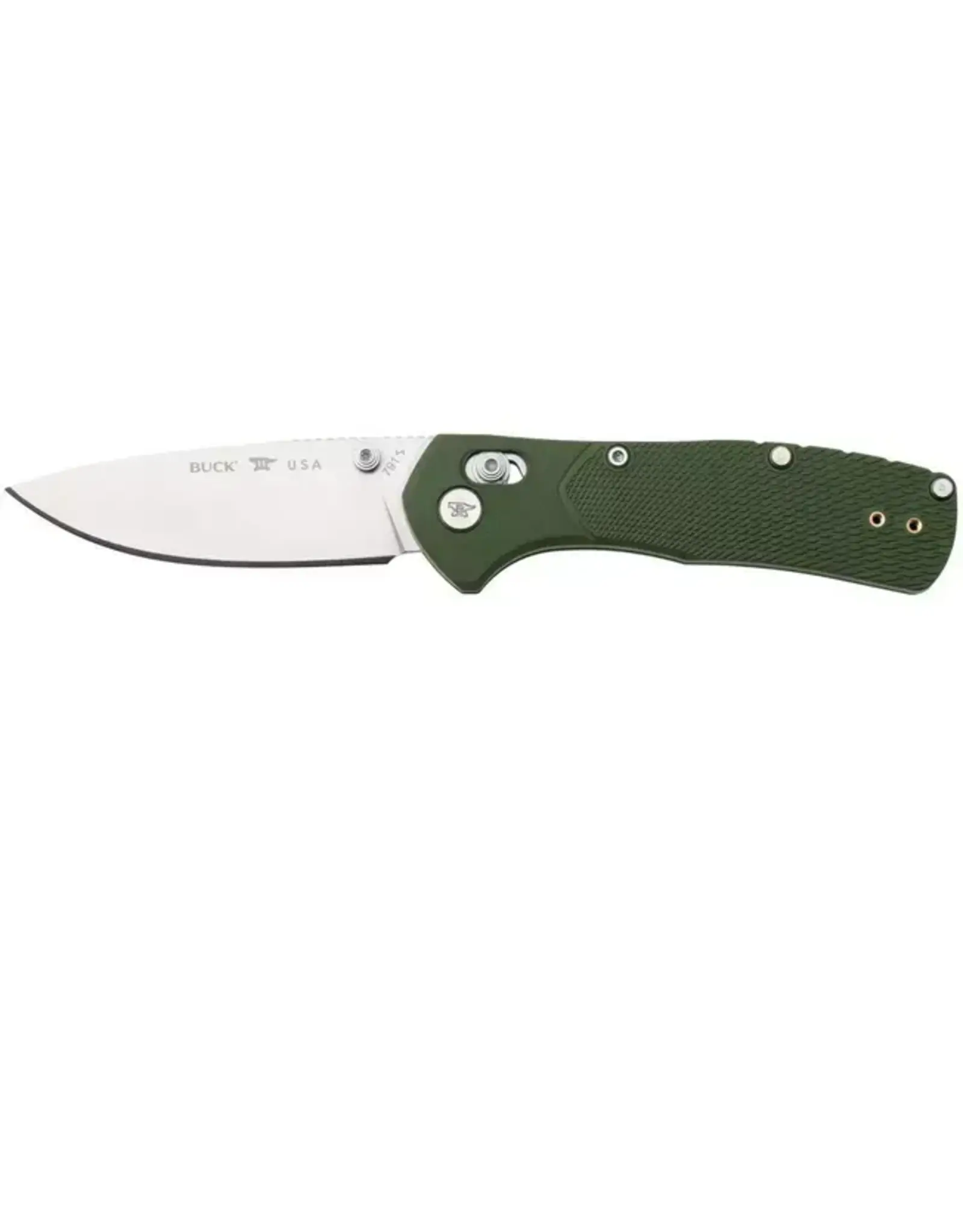 Buck Knives Buck 0791GRS1 Range Pro Crossbar Lock Folding Knife 3.375" 154CM Satin Drop Point Blade, Green GFN Handles - 13922