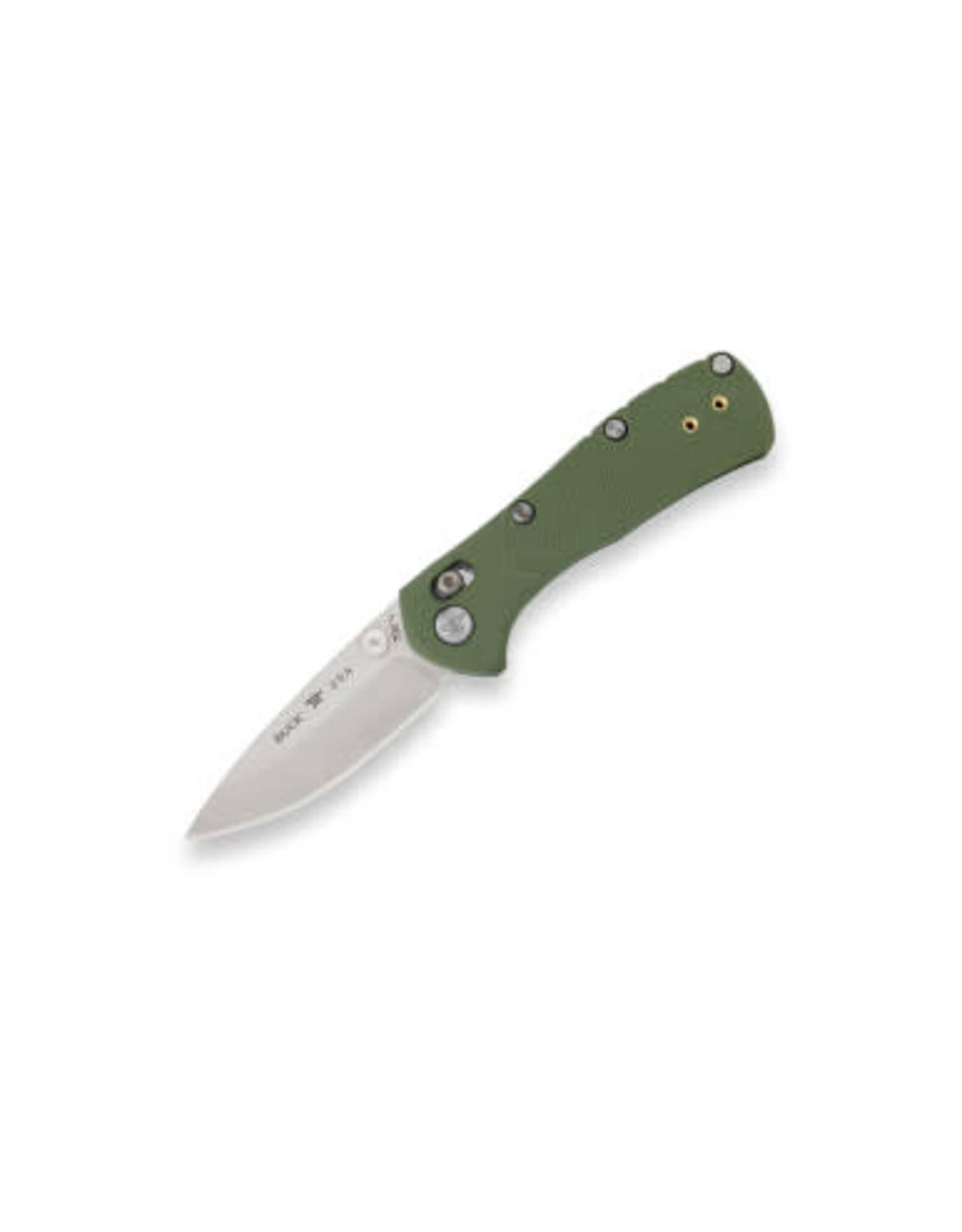 Buck Knives Buck 0790GRS1 Mini Range Pro Crossbar Lock Folding Knife 2.625" 154CM Satin Drop Point Blade, Green GFN Handles - 13913