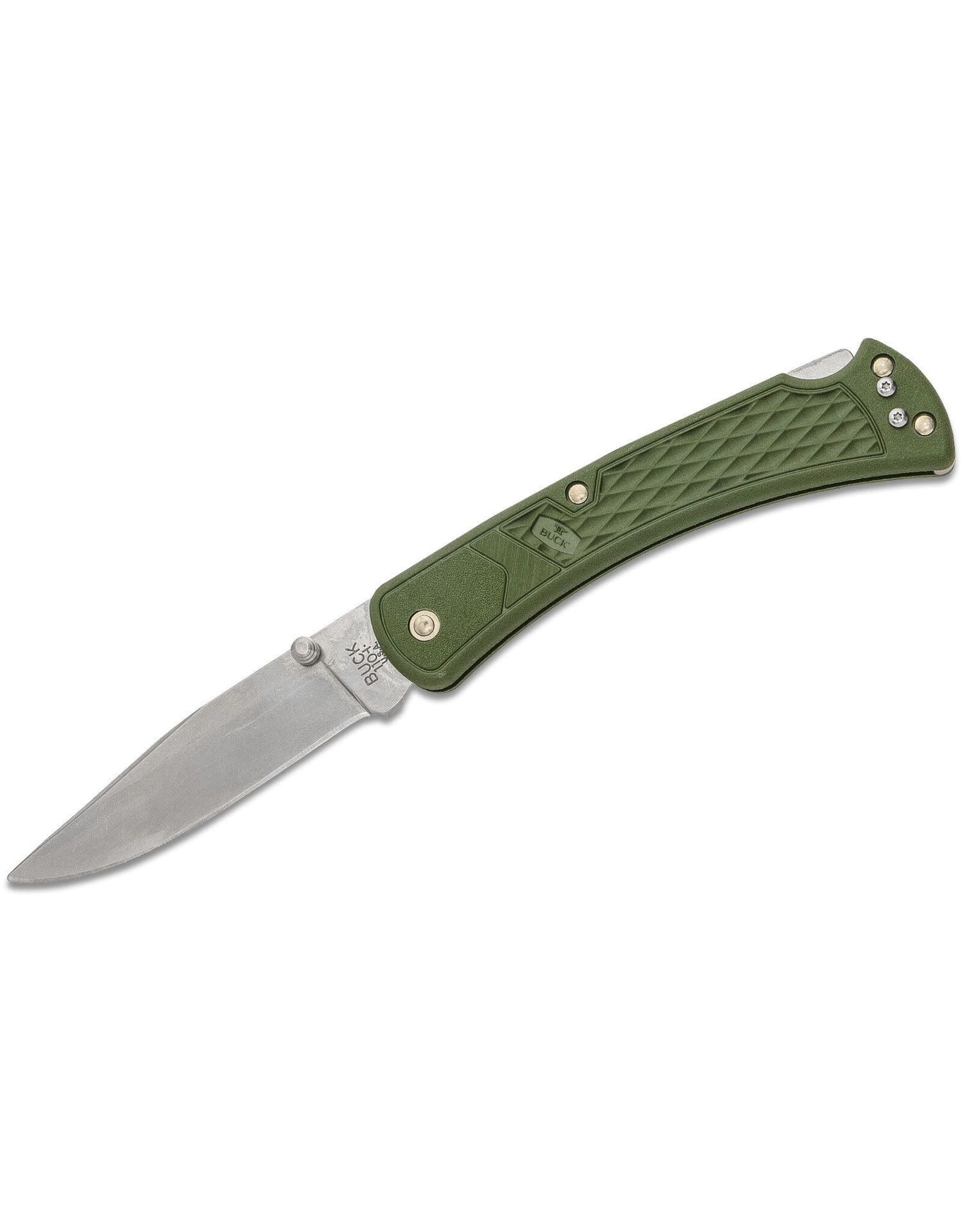 Buck Knives Buck 112 Slim Ranger Select Folding Knife 3" Plain Blade, OD Green GFN Handles, Deep Carry Pocket Clip - 12689