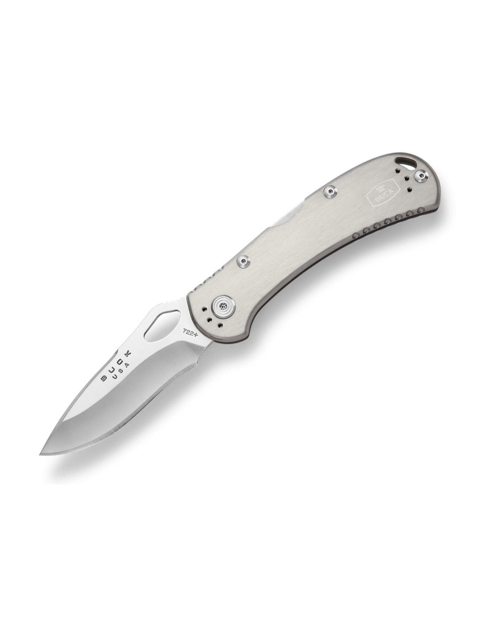 Buck Knives Buck 722 SpitFire Folding Knife 3-1/4" Plain Blade, Gray Aluminum Handles, Lockback - 7449