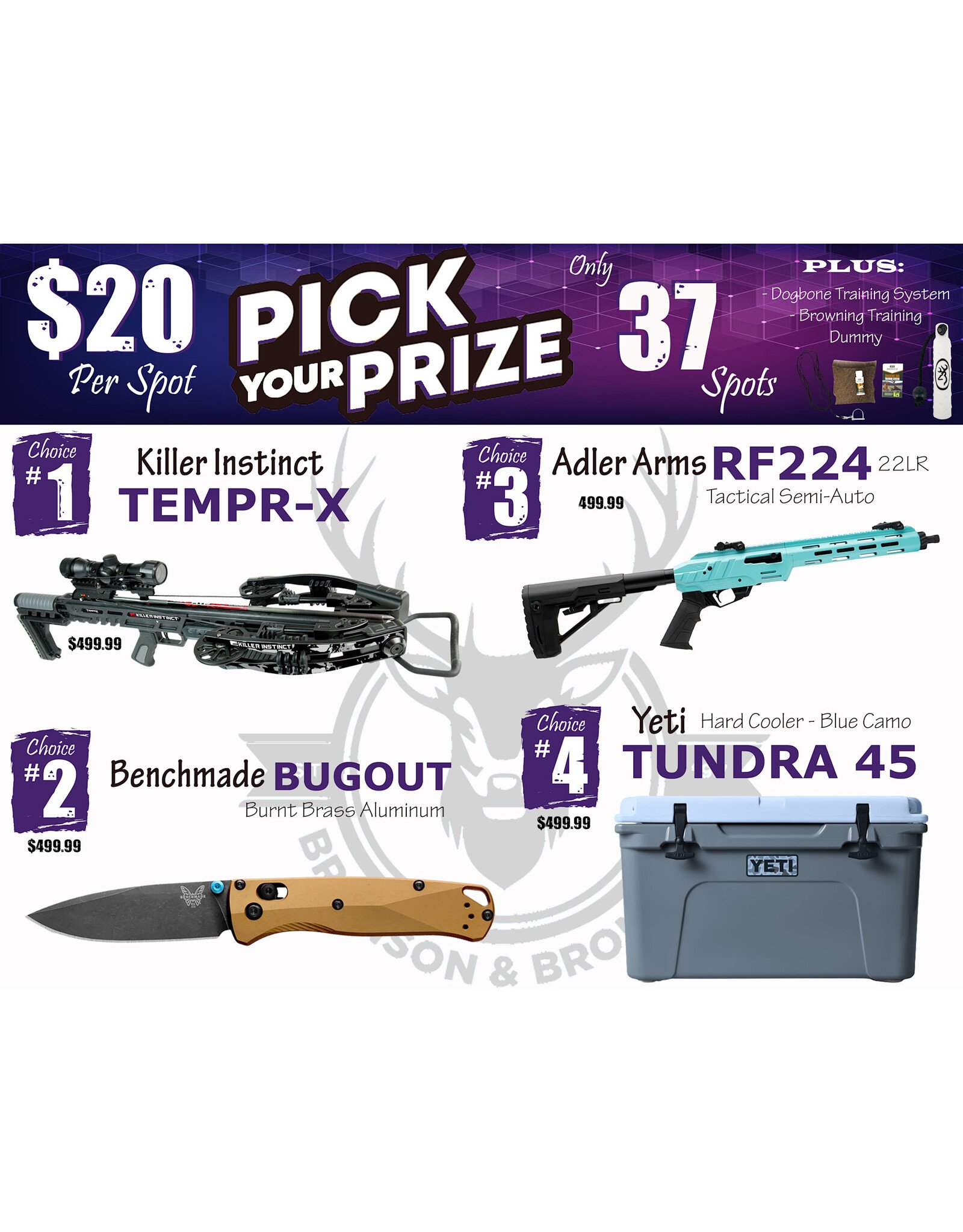 DRAW #1854 - Pick Your Prize - Killer Instinct, Benchmade, Adler OR Yeti!