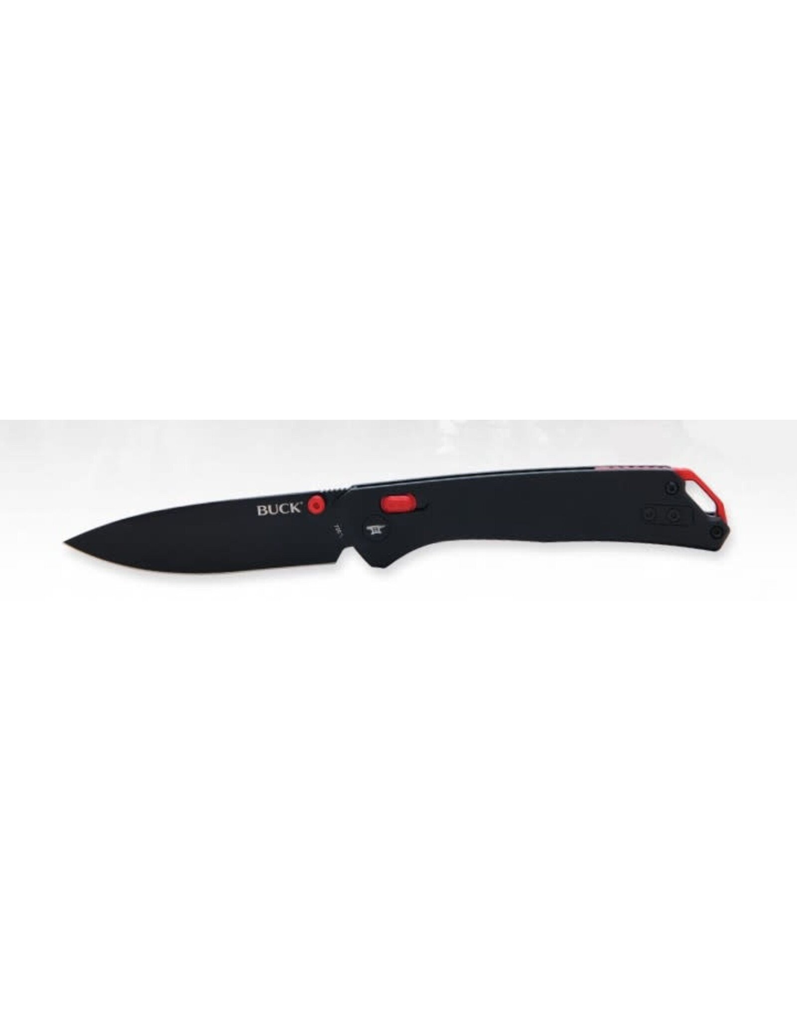Buck Knives Buck 700 Nomad Crossbar Lock Folding Knife 3.25" D2 Black Drop Point Blade, Black Anodized Aluminum Handles, Red Accents - 14420