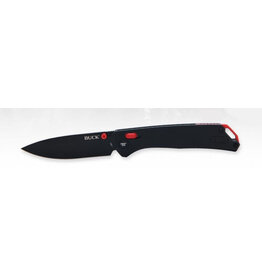 Buck Knives Buck 700 Nomad Crossbar Lock Folding Knife 3.25" D2 Black Drop Point Blade, Black Anodized Aluminum Handles, Red Accents - 14420